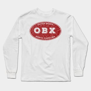 OBX Oval in Distressed Red Long Sleeve T-Shirt